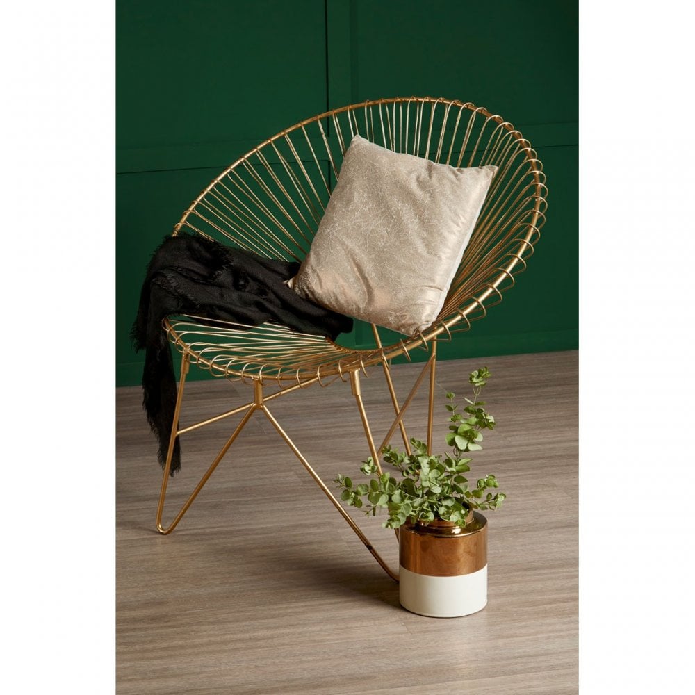 Hamish Iron Chair with Hairpin Legs, Iron, Gold