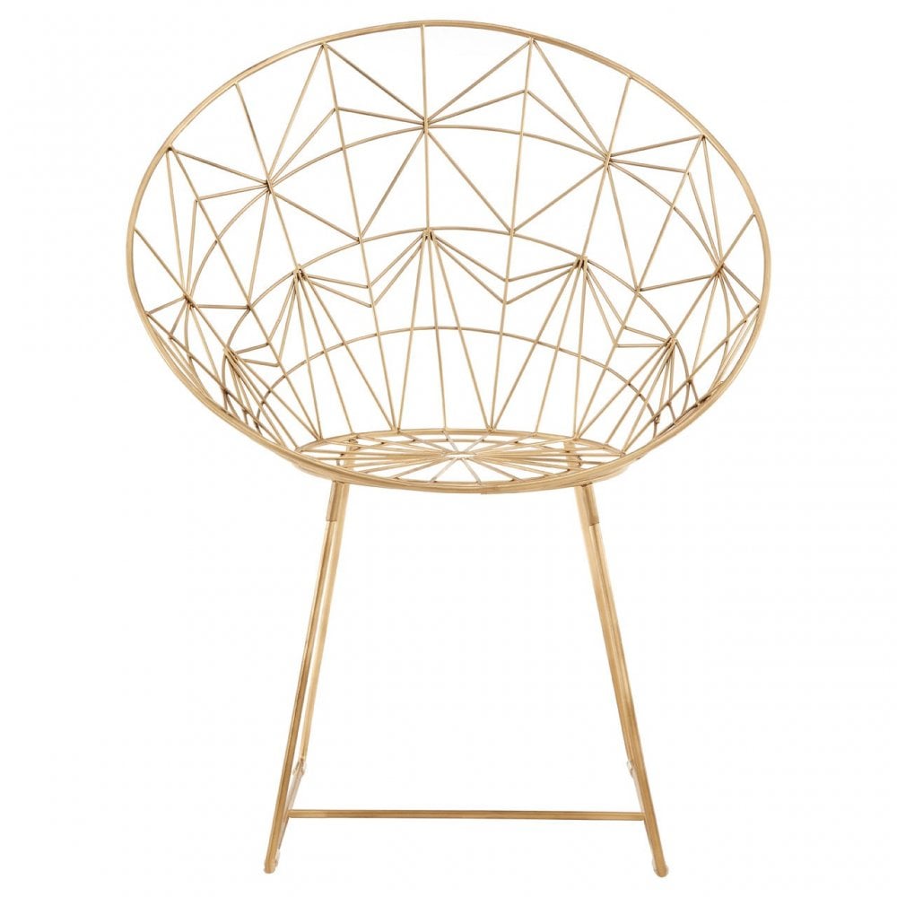 Hamish Spider Web Design Iron Chair, Iron, Gold