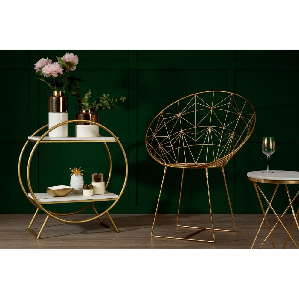 Hamish Spider Web Design Iron Chair, Iron, Gold