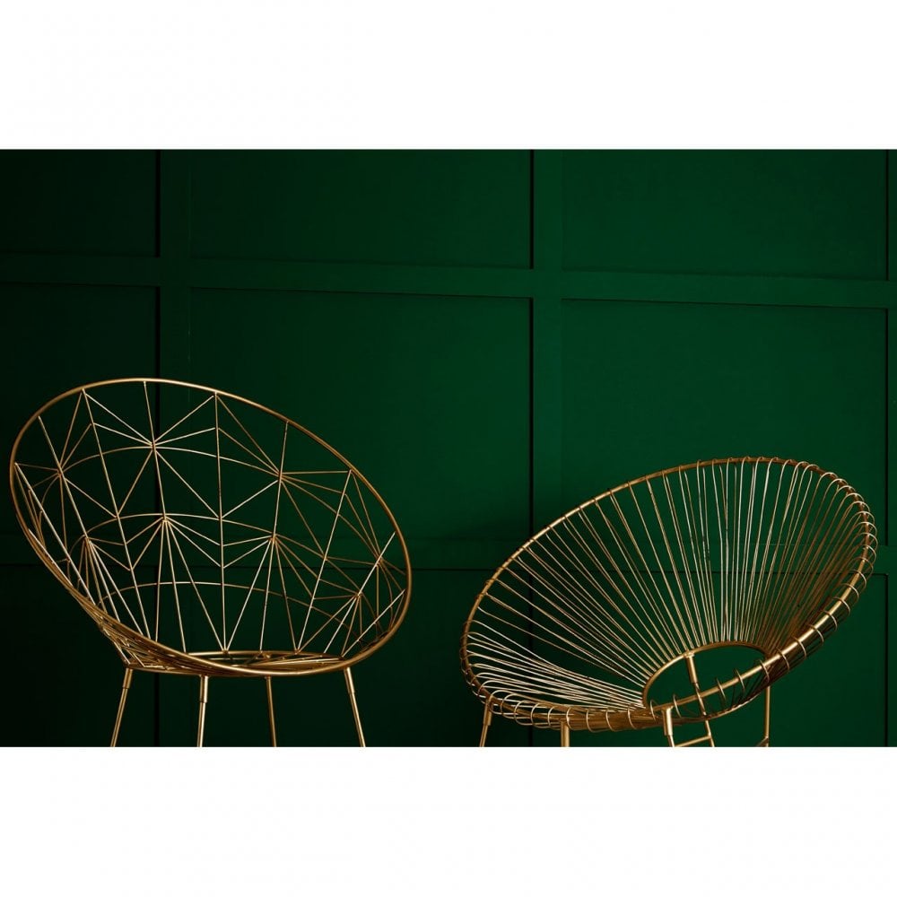 Hamish Spider Web Design Iron Chair, Iron, Gold