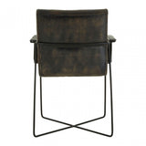Longhorn Longhorn Buffalo Iron / Grey Leather Weave Chair, Goat Leather, Iron, Grey