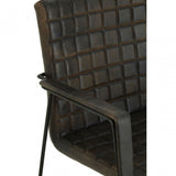 Longhorn Longhorn Buffalo Iron / Grey Leather Weave Chair, Goat Leather, Iron, Grey
