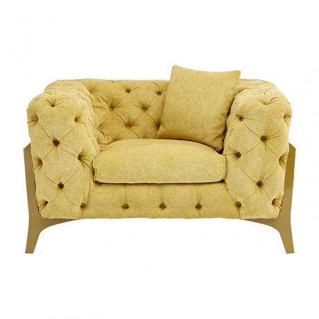 Esme Armchair, Pine Wood, Down, Yellow