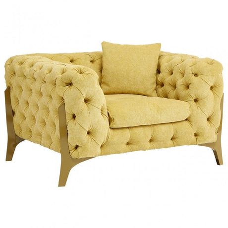 Esme Armchair, Pine Wood, Down, Yellow