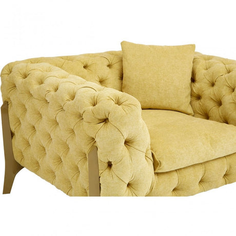 Esme Armchair, Pine Wood, Down, Yellow
