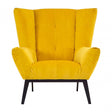Maiko Yellow Fabric Armchair, Pine Wood, Rubber, Yellow