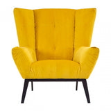 Maiko Yellow Fabric Armchair, Pine Wood, Rubber, Yellow