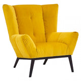 Maiko Yellow Fabric Armchair, Pine Wood, Rubber, Yellow