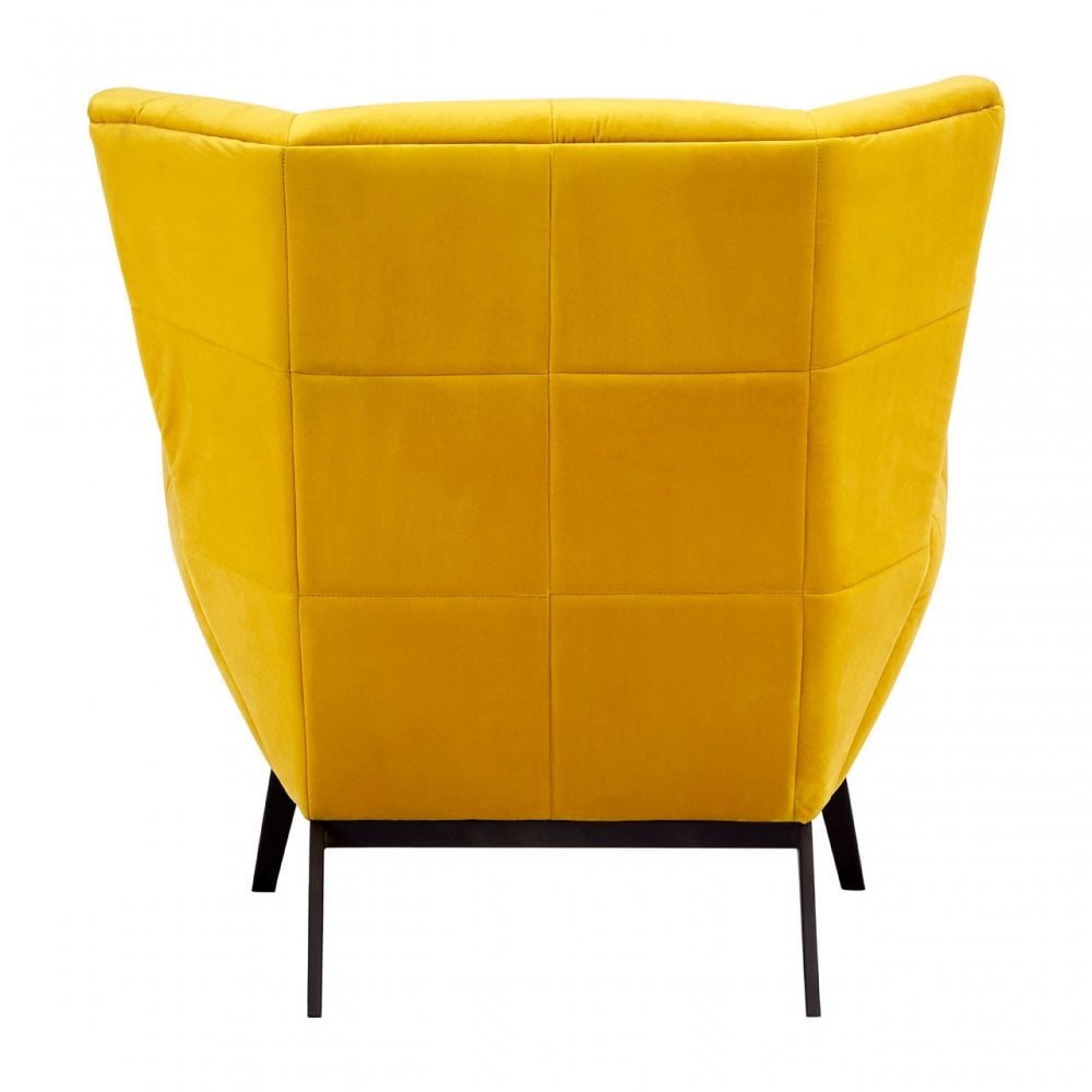 Maiko Yellow Fabric Armchair, Pine Wood, Rubber, Yellow