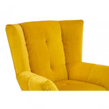 Maiko Yellow Fabric Armchair, Pine Wood, Rubber, Yellow