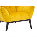 Maiko Yellow Fabric Armchair, Pine Wood, Rubber, Yellow