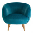 Oscar Teal Fabric Chair, Pine Wood, Rubber, Teal