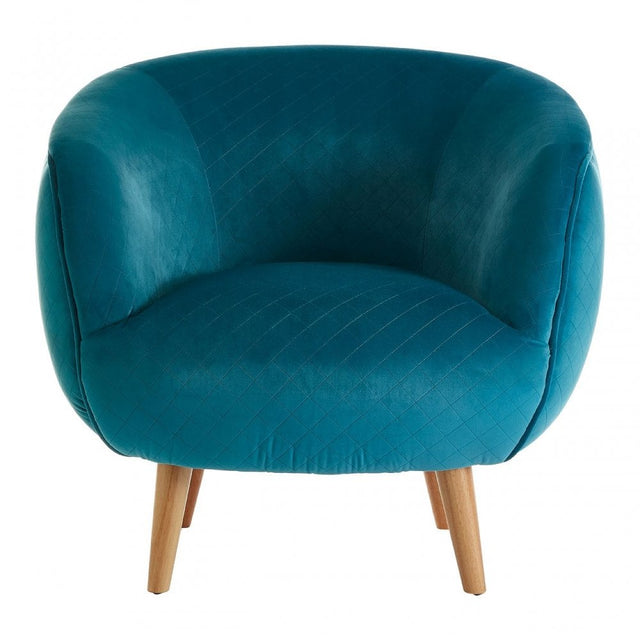 Oscar Teal Fabric Chair, Pine Wood, Rubber, Teal
