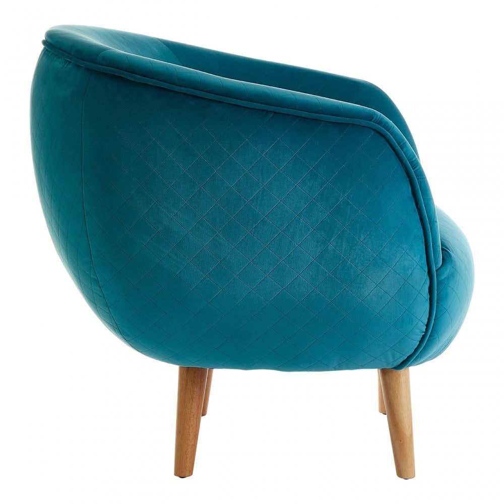 Oscar Teal Fabric Chair, Pine Wood, Rubber, Teal