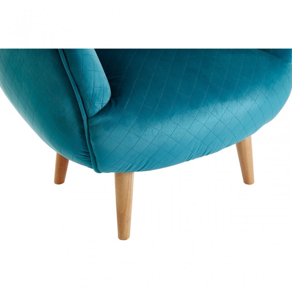 Oscar Teal Fabric Chair, Pine Wood, Rubber, Teal