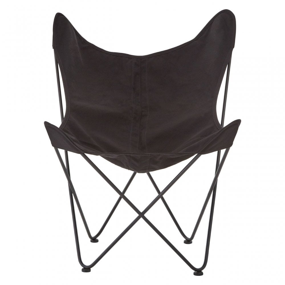 Papillon Outdoor Butterfly Chair, Cotton Canvas, Steel, Black