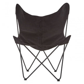 Papillon Outdoor Butterfly Chair, Cotton Canvas, Steel, Black