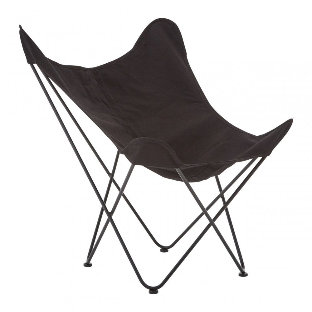 Papillon Outdoor Butterfly Chair, Cotton Canvas, Steel, Black