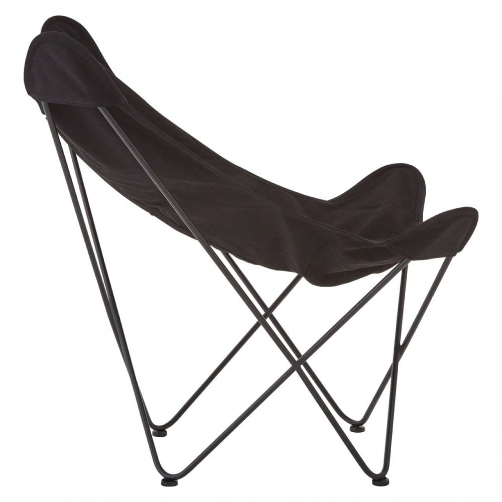 Papillon Outdoor Butterfly Chair, Cotton Canvas, Steel, Black