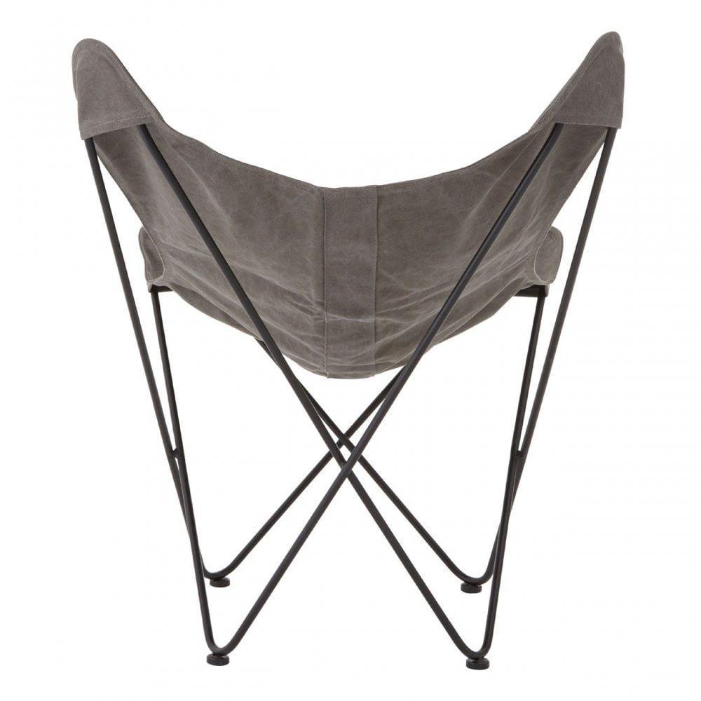 Papillon Outdoor Butterfly Chair, Cotton Canvas, Steel, Grey