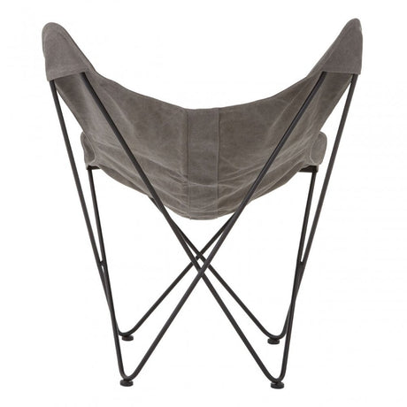 Papillon Outdoor Butterfly Chair, Cotton Canvas, Steel, Grey