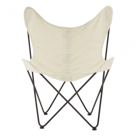 Papillon Outdoor Butterfly Chair, Cotton Canvas, Steel, Cream