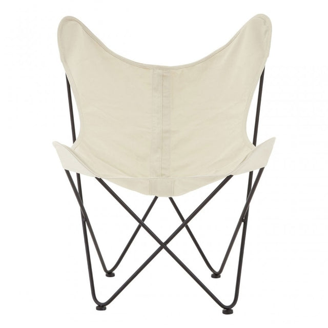 Papillon Outdoor Butterfly Chair, Cotton Canvas, Steel, Cream
