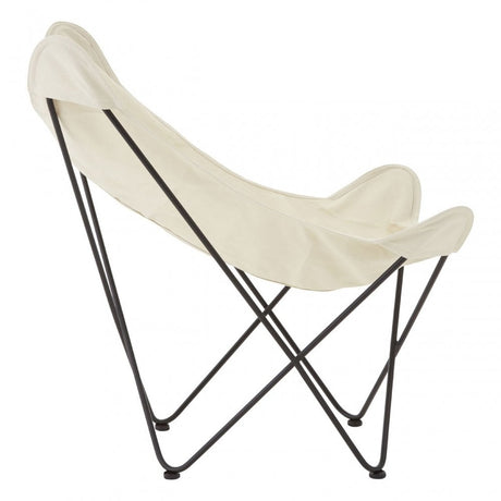 Papillon Outdoor Butterfly Chair, Cotton Canvas, Steel, Cream
