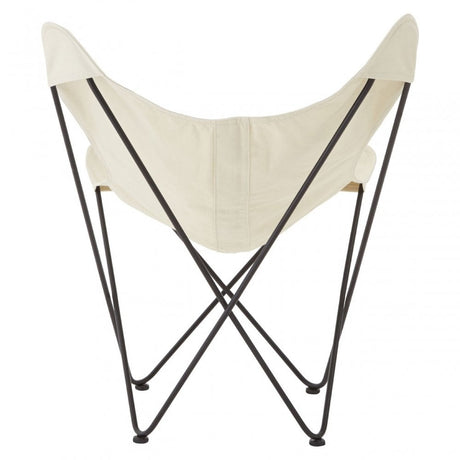 Papillon Outdoor Butterfly Chair, Cotton Canvas, Steel, Cream