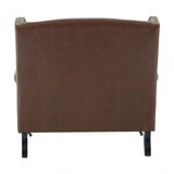 Fulham Double Wing Chair, Birchwood, Leather Effect, Brown