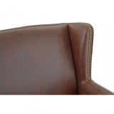 Fulham Double Wing Chair, Birchwood, Leather Effect, Brown