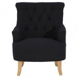 Townhouse Armchair, Cotton Canvas, Rubberwood, Black