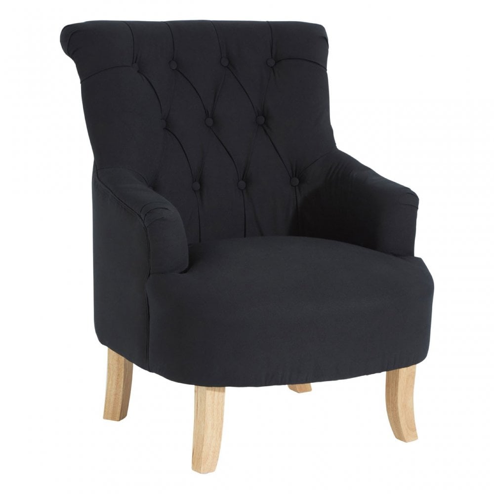 Townhouse Armchair, Cotton Canvas, Rubberwood, Black