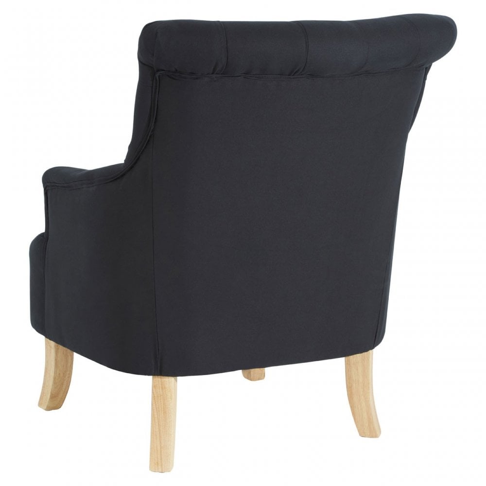 Townhouse Armchair, Cotton Canvas, Rubberwood, Black