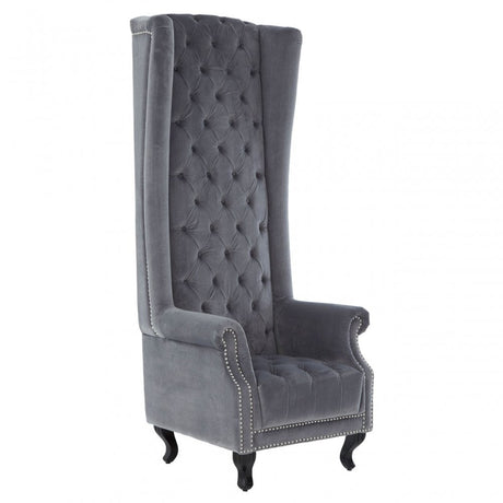 Buffet Regents Tall Porter Chair, Elastic Webbing, Hard Wood, Pine Wood, Grey