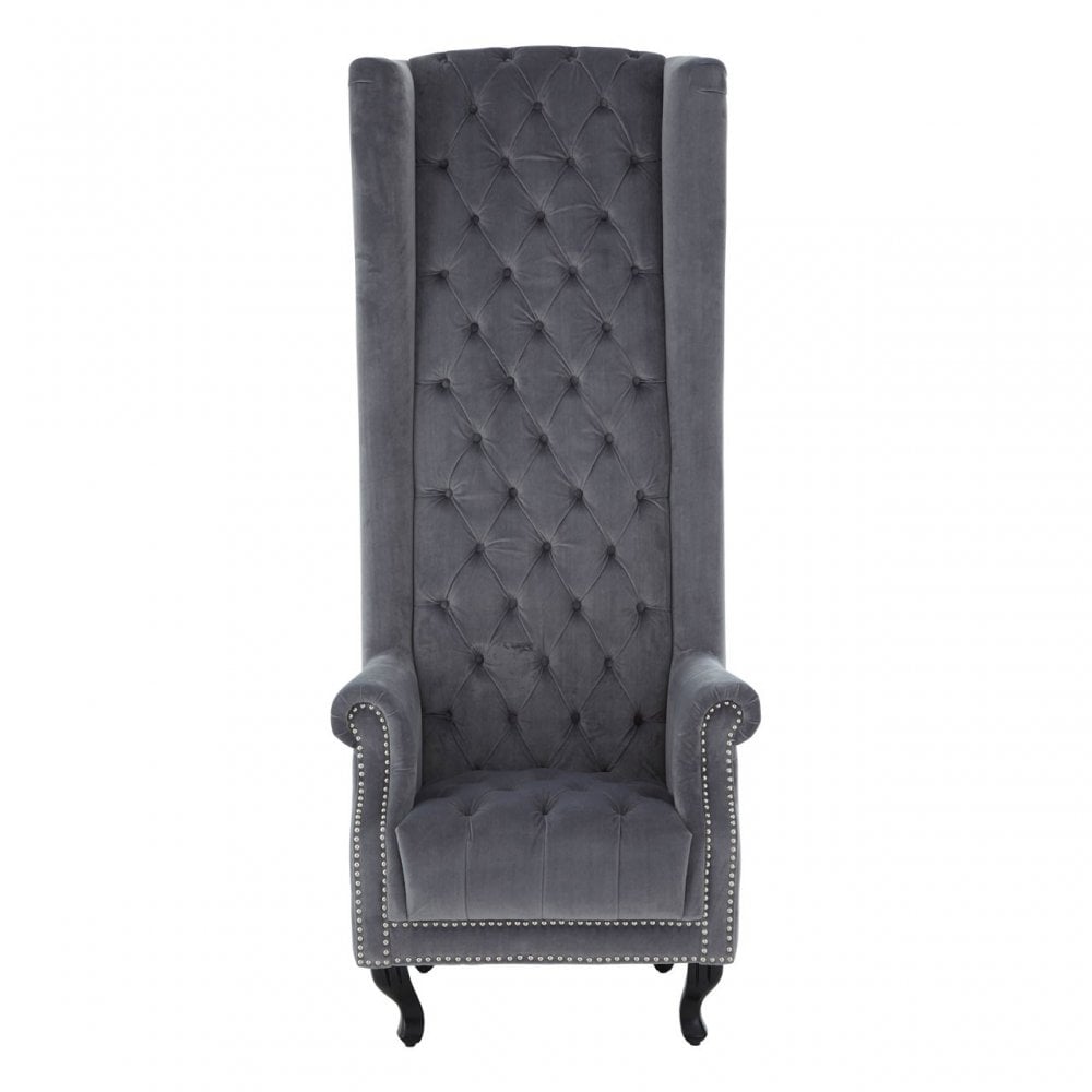 Buffet Regents Tall Porter Chair, Elastic Webbing, Hard Wood, Pine Wood, Grey