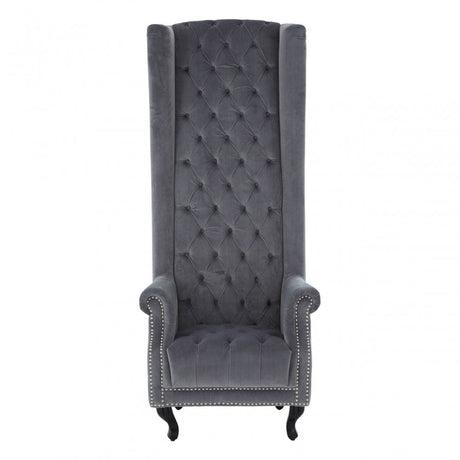 Buffet Regents Tall Porter Chair, Elastic Webbing, Hard Wood, Pine Wood, Grey