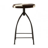Wulah Bar Stool, Cowhide, Mild Steel, Brown