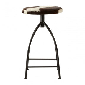 Wulah Bar Stool, Cowhide, Mild Steel, Brown