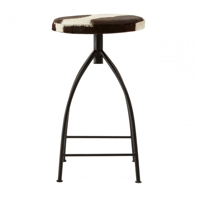 Wulah Bar Stool, Cowhide, Mild Steel, Brown