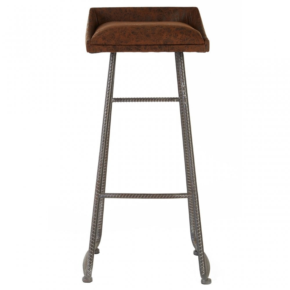 Ranch Foundry Style Bar Stool, Fir Wood, Brown