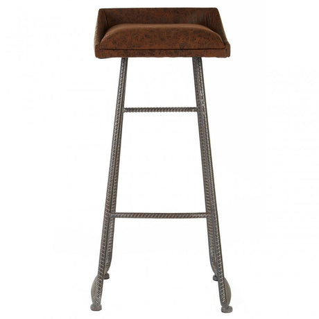 Ranch Foundry Style Bar Stool, Fir Wood, Brown
