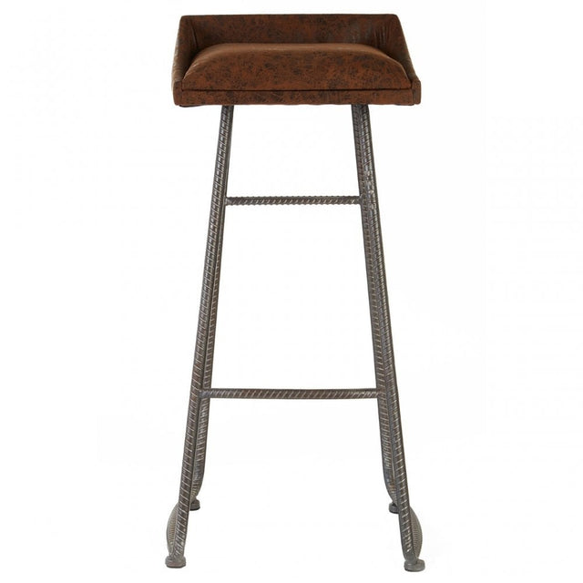 Ranch Foundry Style Bar Stool, Fir Wood, Brown