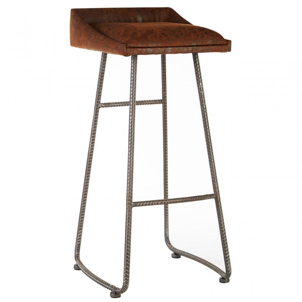 Ranch Foundry Style Bar Stool, Fir Wood, Brown