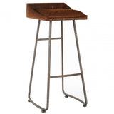 Ranch Foundry Style Bar Stool, Fir Wood, Brown