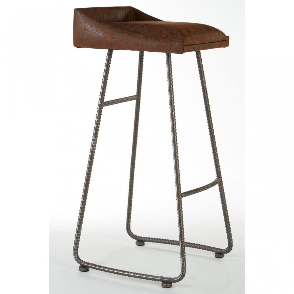 Ranch Foundry Style Bar Stool, Fir Wood, Brown