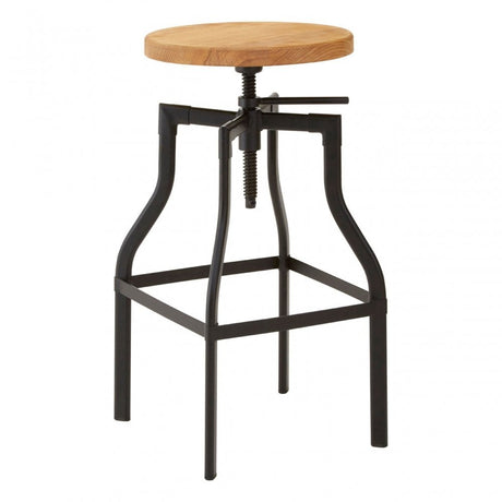 Ranch Foundry Style Bar Stool, Ash Wood,, Black