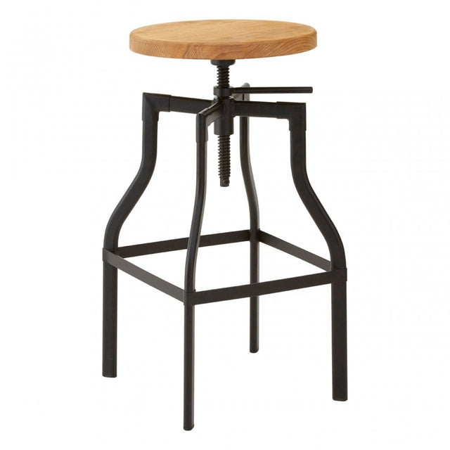Ranch Foundry Style Bar Stool, Ash Wood,, Black