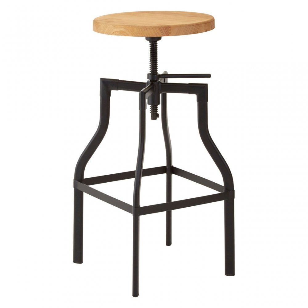Ranch Foundry Style Bar Stool, Ash Wood,, Black