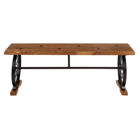 Nandri Acacia Wood Bench, Acacia Wood, Iron, Brown
